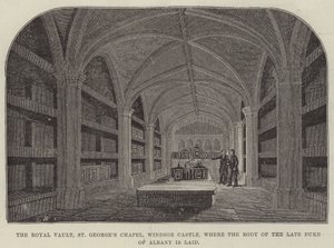 La voûte royale, chapelle Saint-Georges, château de Windsor, où repose le corps du défunt duc d